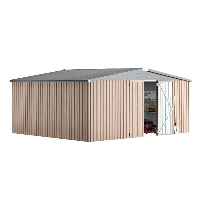 AECOJOY 14'x12' Outdoor Storage Shed, Brown AECOJOY 14'x12' Outdoor Storage Shed, Brown