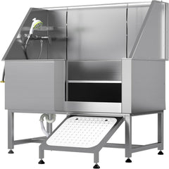 AECOJOY 50” Height Adjustable Stainless Steel Dog Bathtub with Ramp