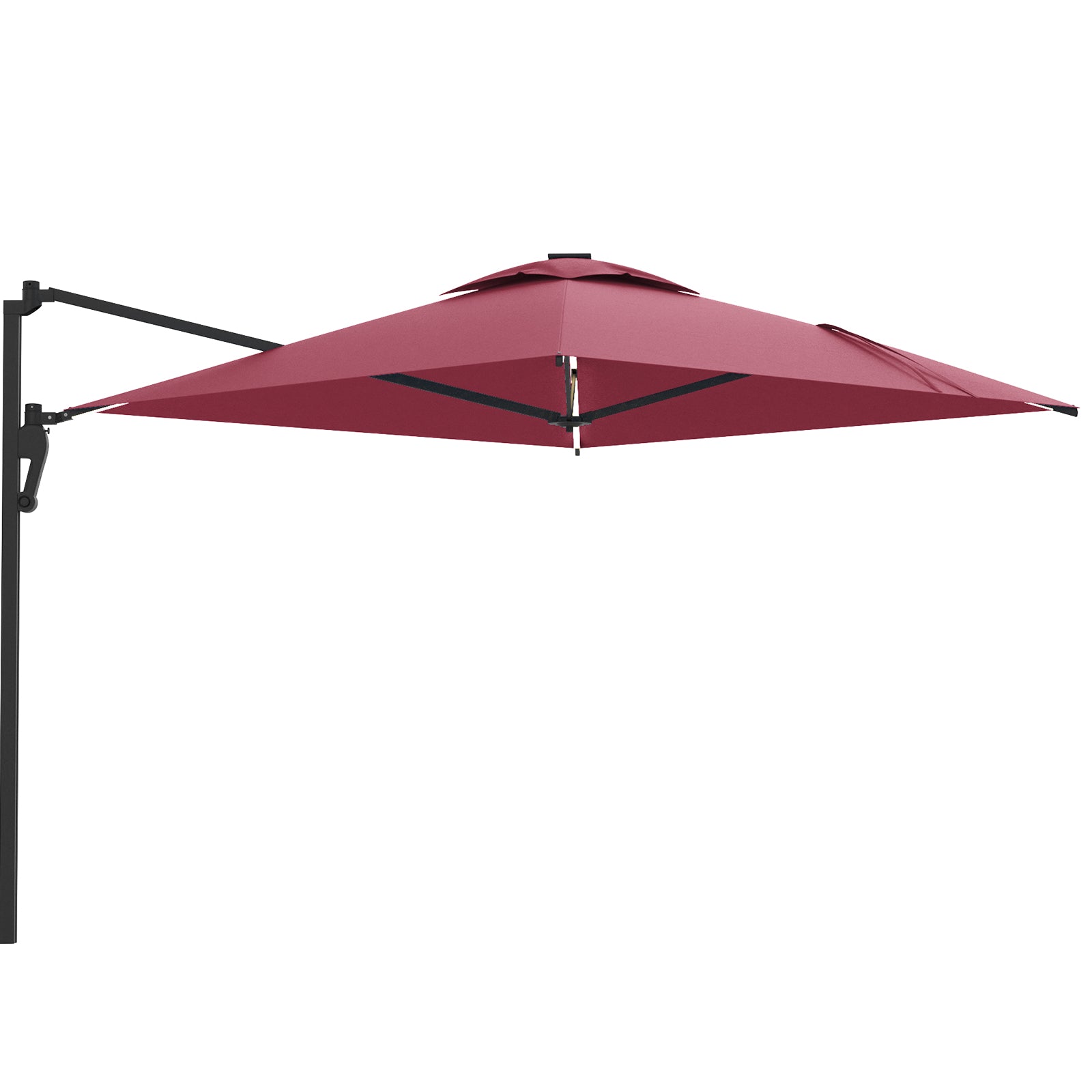 AECOJOY 10FT Large Patio Umbrella with Solar Lights, Rectangle Wall Mo AECOJOY 10FT Large Patio Umbrella with Solar Lights, Rectangle Wall Mo