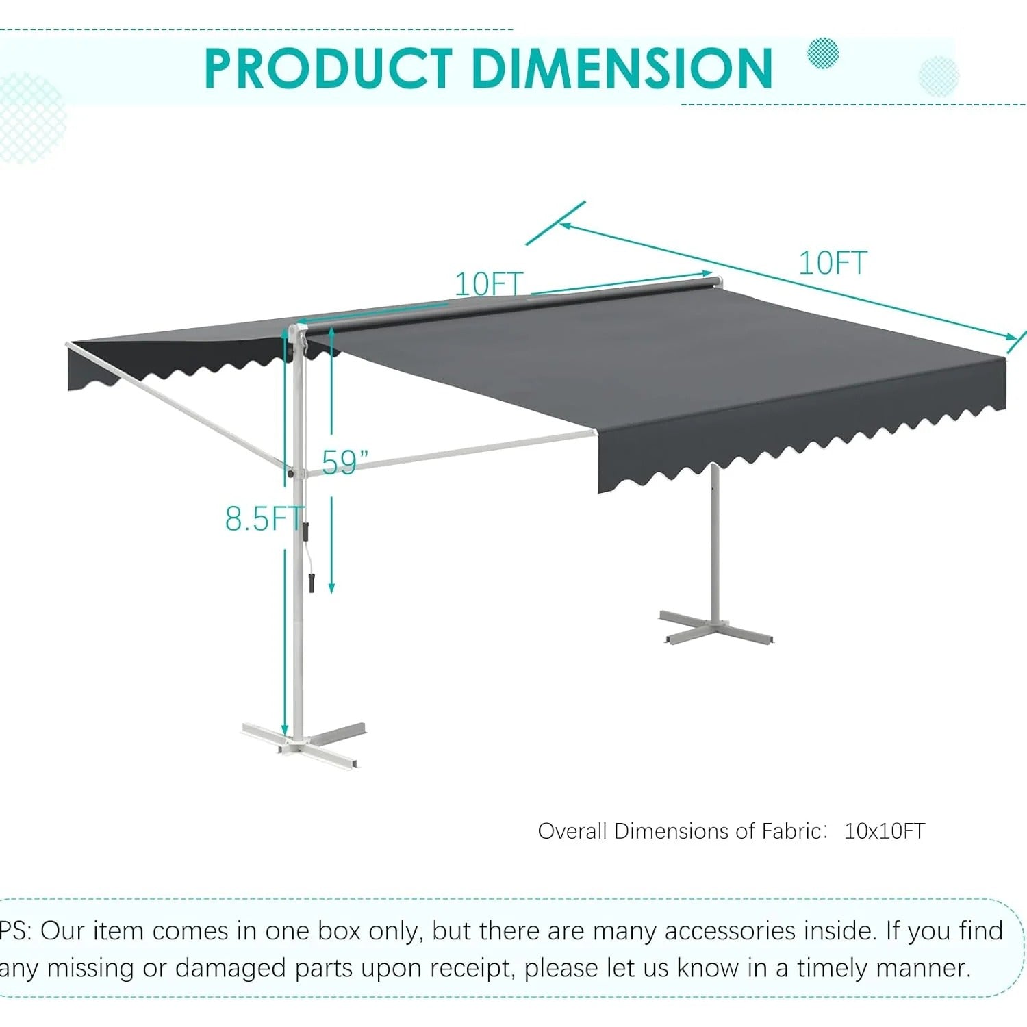 AECOJOY Free Standing Retractable Awning 10 x10 Dual Side Patio Awni AECOJOY Free Standing Retractable Awning 10 x10 Dual Side Patio Awni