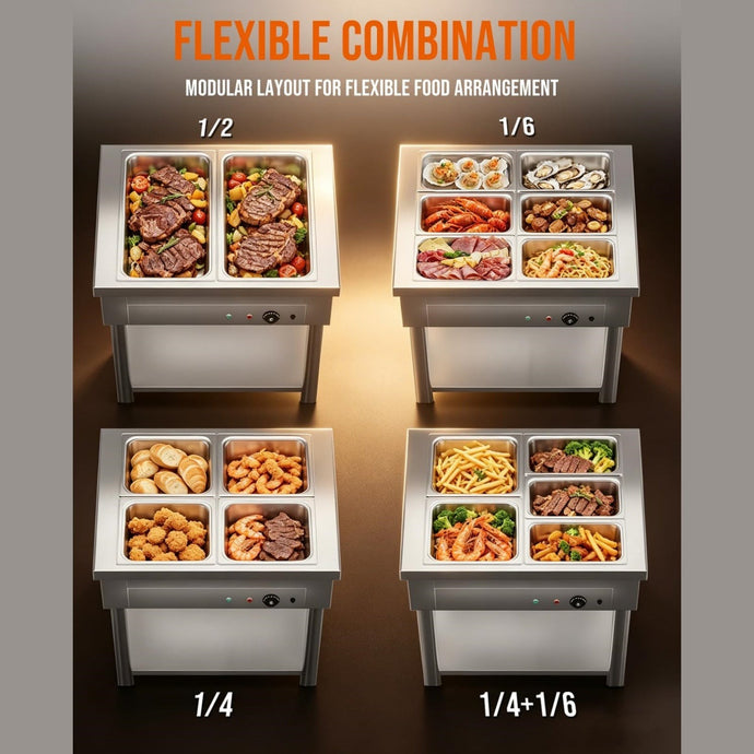 AECOJOY Commercial Food Warmer - 1500W Electric Steam Table with 4x10QT ...