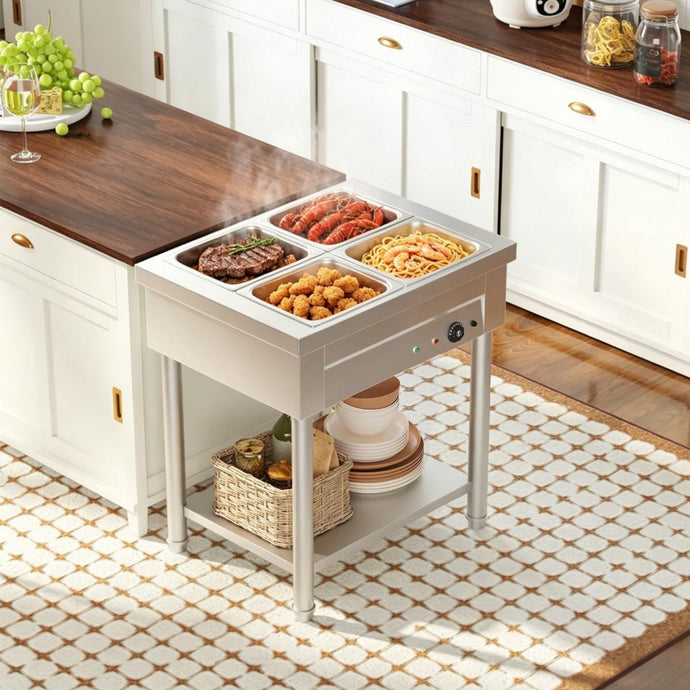 AECOJOY Commercial Food Warmer - 1500W Electric Steam Table with 4x10QT ...
