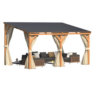 Wooden Gazebo with Curtain