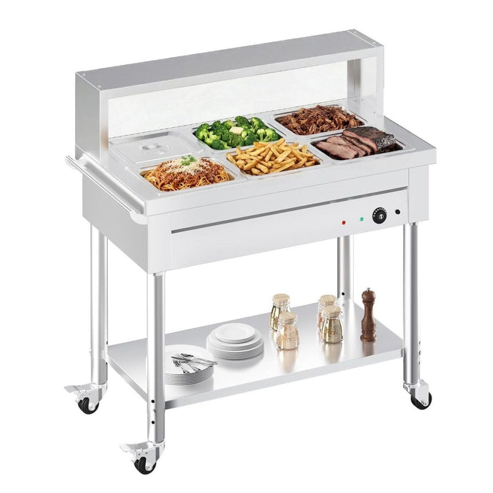 AECOJOY Commercial Food Warmer - 1500W Electric Steam Table with 6x10QT ...