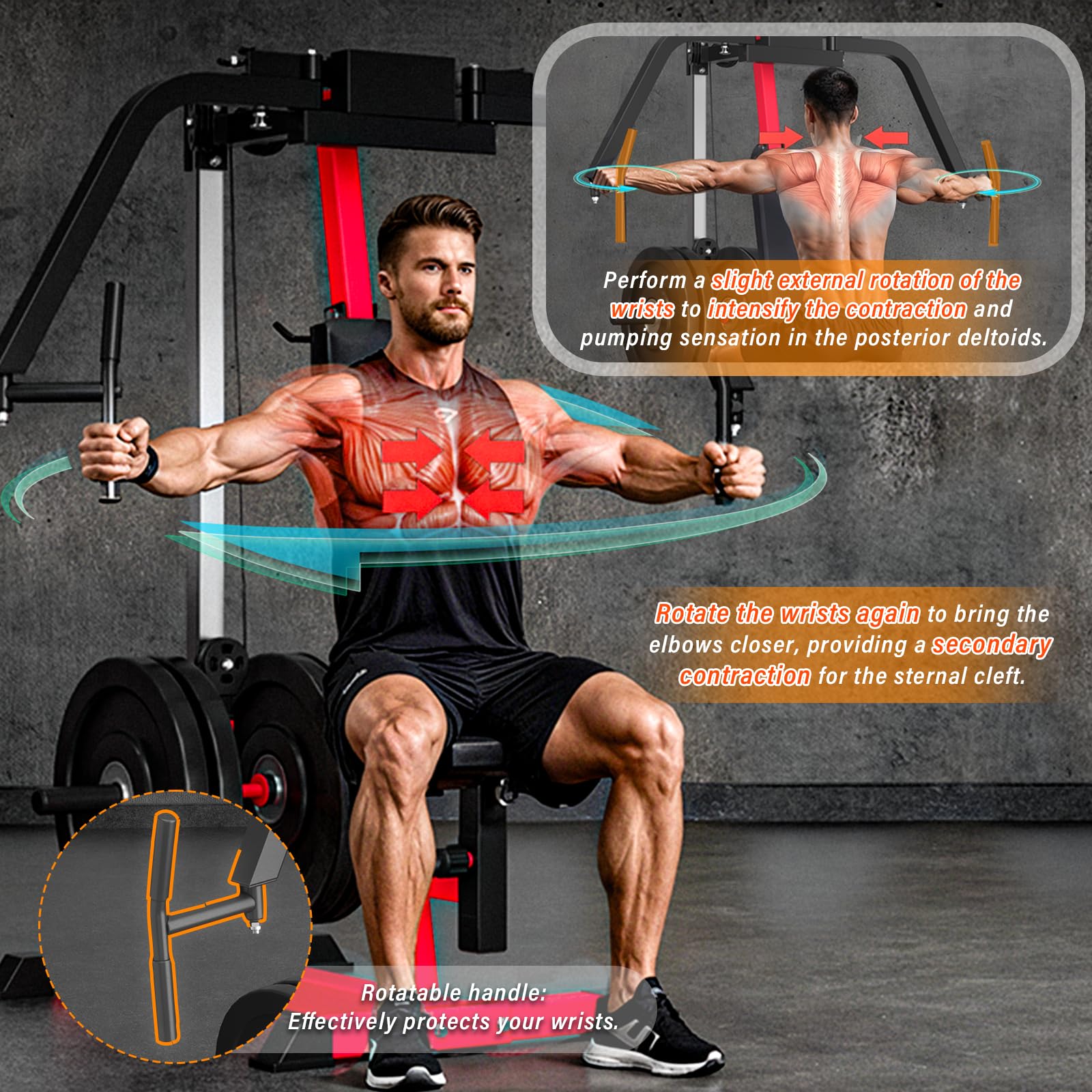 Arm Fly Machine AECOJOY Chest Fly Machine - 450lb Adjustable PEC Deck & Reverse Delt ...