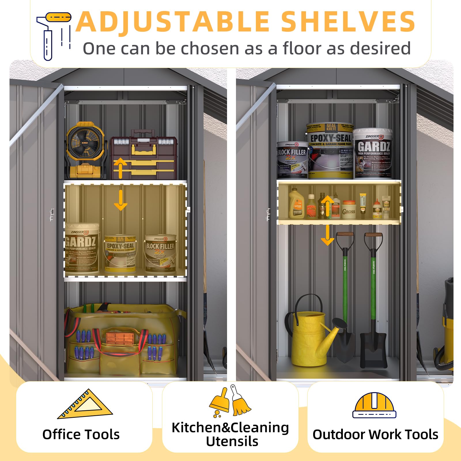 Lean To Outside Racking AECOJOY Outdoor Storage Cabinet Waterproof with Shelves and Lean to Op
