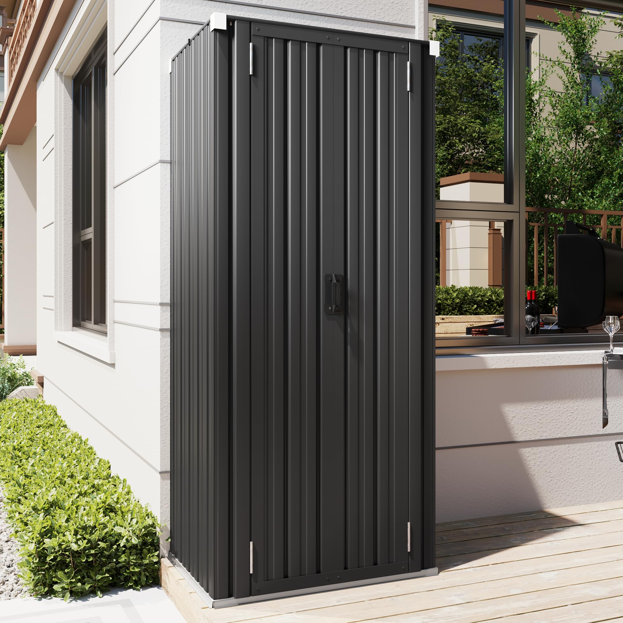 Weatherproof Storage Lightweight AECOJOY Outdoor Storage Cabinet Waterproof with Shelves, Dark Gray ...