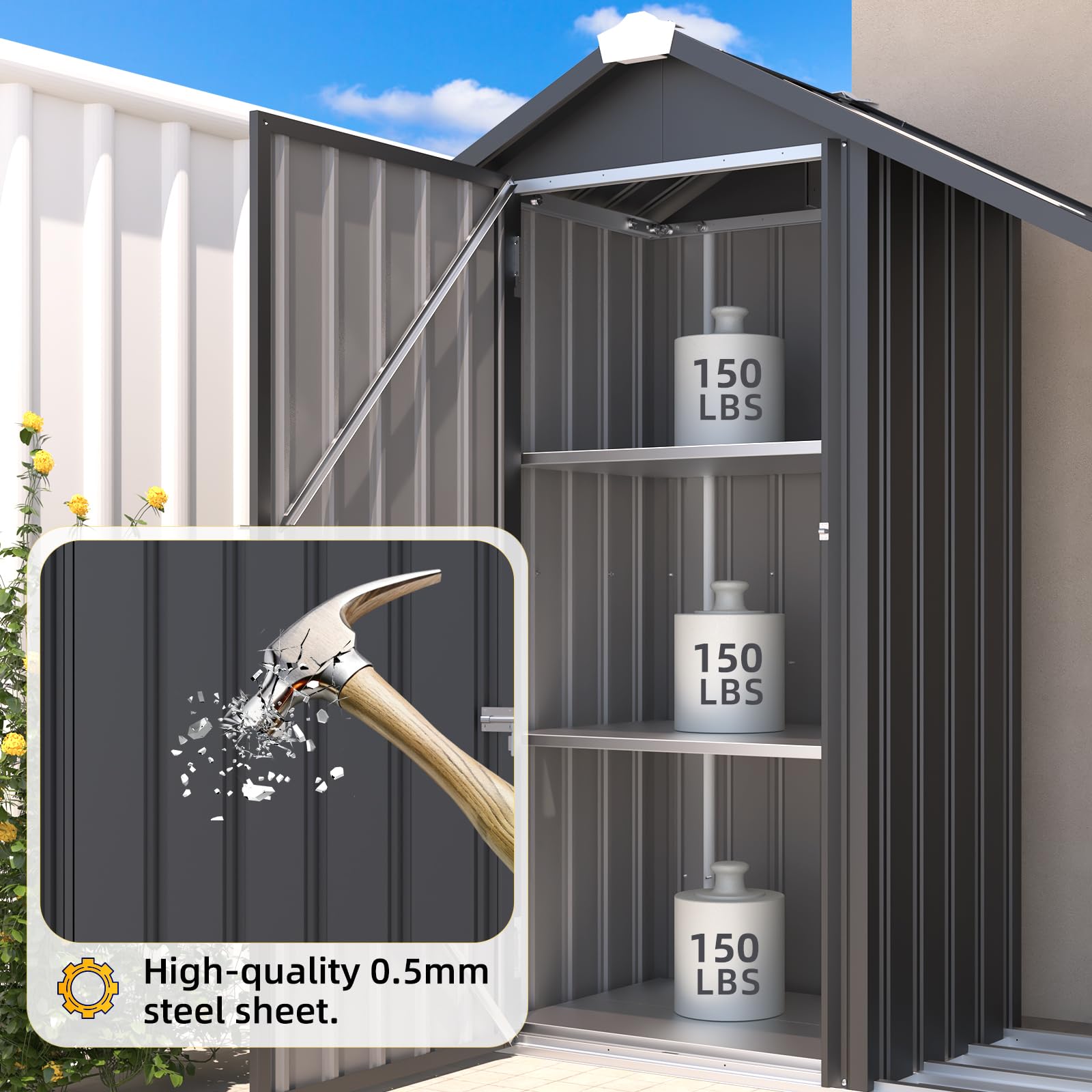 Outdoor Racks AECOJOY Outdoor Storage Cabinet Waterproof with Shelves and Lean to Op
